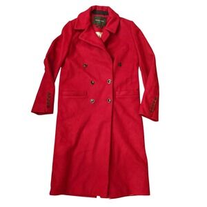 $700 MAISON LENER Red Double Breasted Virgin Wool/Cashmere Coat Sz French 36/US4